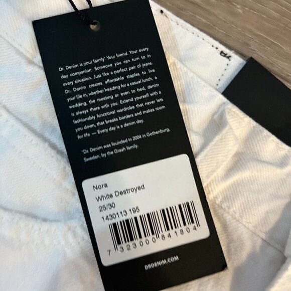 DrDenim Nora White Distressed Jeans Sky High Regular Fit Relaxed Leg - Picture 3 of 6